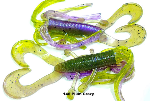 Assorted Colors 3Skirted Double Tail Grub Premium Fishing Lures Baits